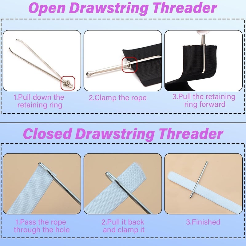 keepsweat 4 Pcs Bodkin Drawstring Threaders,Metal Drawstring Threader Tweezers Easy Quick Insert Drawstring DIY Rope Threader Clip Bodkin Sewing Tool for Sweatpants,Hoodies,Swim Trunks - Image 3